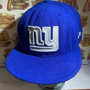 New Era 59Fifty New York Giants NFL Fitted Blue Cap Size 8   EUC
